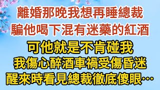 《隱藏的離婚秘密》第02集：離婚那晚我想再睡總裁，騙他喝下混有迷藥的紅酒，可他就是不肯碰我，我傷心醉酒車禍受傷昏迷，醒來時看見總裁徹底傻眼……#戀愛#婚姻#情感 #愛情#甜寵#故事#小說#霸總