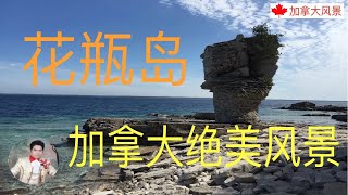 【加拿大风景】花瓶岛实拍。位于休伦湖中的许多岛屿中的一座最富盛名的小岛。花瓶岛靠近布鲁斯半岛，迷人的自然景观美不胜收，让人流连忘返！flowerpot islands.