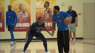 Mavs Kyrie Irving: All-Star guard has first practice with new team since trade