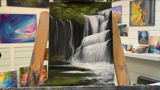 How To Paint THE EASIEST WATERFALLS!! / LANDSCAPE tutorial acrylic