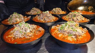 amazing spicy beef noodle - korean street food