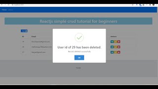 Reactjs Simple Crud Tutorial for Beginners - Delete User
