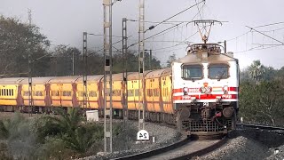 Quick Accelerating Fastest WAP-5 Loco Led Express Trains Speeding in Huge Curve | Indian Railways