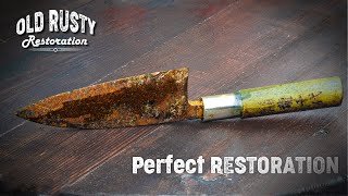 Perfect Japanese knife restoration. /Old Rusty Deba Knife /