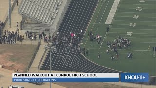 Students stage walkout at Conroe High School protesting ICE operations
