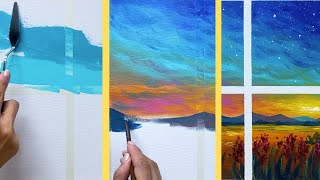Beautiful Window Landscape | ASMR Palette Knife | Acrylic Painting | Step-by-Step