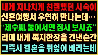 [반전실화사연] 내게 지나치게 친절했던 시숙이 신혼여행서 우연히 만나는데 \