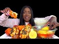 seafood boil mukbang lobster tail mukbang seafood alfredo cheese sauce mukbang