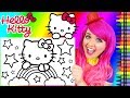 Coloring Hello Kitty Rainbows & Stars GIANT Coloring Page Crayola Crayons | KiMMi THE CLOWN