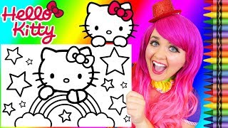 Coloring Hello Kitty Rainbows & Stars GIANT Coloring Page Crayola Crayons | KiMMi THE CLOWN