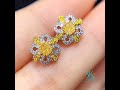 💛 黃鑽石鑽石耳環 💛 18k金，黃鑽0.46ct，旁鑽0.221ct