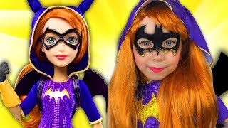 Alice pretend Super Hero Girls & Make Batgirl Cosplay with doll for Little Heroes