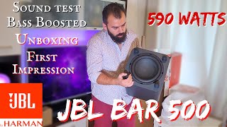 JBL BAR 500 Soundbar - Unboxing / First Impressions / Sound test BASS Boosted