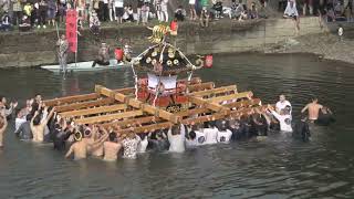 令和4年　茨城筑西＜下館・羽黒神社＞【豪快】明治神輿＝川渡御（勤行川大橋下流）