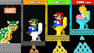 Toilet Prank: Mario, Luigi and Peach Challenge Poor To Rich Toilet!