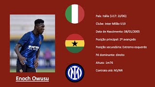 Enoch Owusu (Inter Milan) footage vs Bologna and Atalanta U19