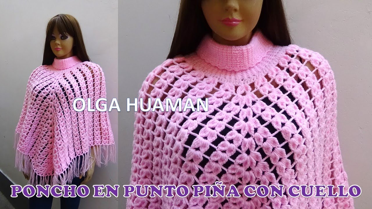 Poncho Tejido A Crochet En Punto Piña Paso A Paso Para Damas - YouTube