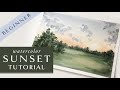 Easy Watercolor Sunset Landscape Tutorial for Beginners