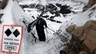 EXTREME SKIING Arapahoe Basin EAST WALL!! (2nd Notch \u0026 Steep Gullies!)