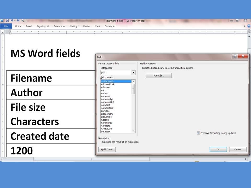 Adding Fields In Word Inserting Fields In Word Hjdqc