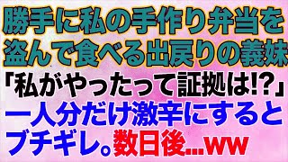 【スカッとする話】勝手に私の手作り弁当を盗んで食べる出戻りの義妹「私がやったって証拠は⁉」→一人分だけ私好みの激辛にすると「出ていけ！」とブチギレ。数日後…