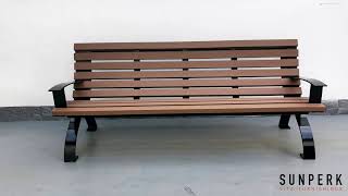 Commercial recycled plastic outdoor bench SPB-107 from Sunperk Site Furnishings