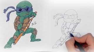 How to Draw Ninja Turtles cartoon art for kids
