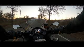 Ninja motorcycle ride in winter -ish sunset -ish