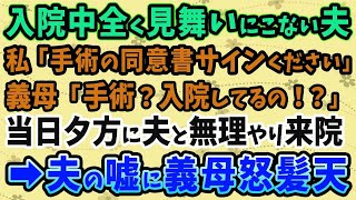 【スカッとする話】入院中全く見舞いにこない夫。私「手術の同意書サインください」義母「入院してるの！？」義母は夫を無理やり連れて病院へ！→夫の嘘に義母怒髪天