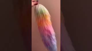 Cosplay Pastel Rainbow Yarn Tail 🌈☁️ #shorts