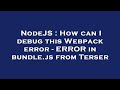 NodeJS : How can I debug this Webpack error - ERROR in bundle.js from Terser
