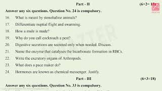 11th Std Zoology | Half Yearly Exam | Model question paper 2024 | Original question paper pattern |