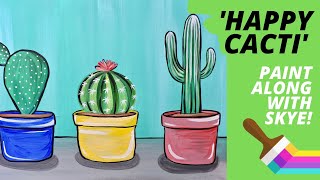 EP18- 'Happy Cacti' - Cute cacti and succulents - Easy acrylic painting tutorial for beginners