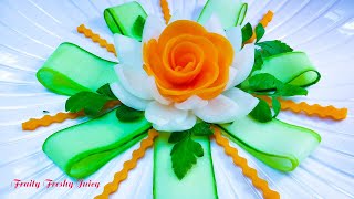 CARROT ROSE Sitting On ONION LOTUS FLOWER With Great Cucumber Designs