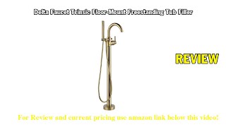 Review Delta Faucet Trinsic Floor-Mount Freestanding Tub Filler with Hand Held Shower