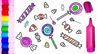 How to Draw Halloween lollipops - drawing tutorial for beginners or kids | Рисование леденцов