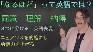 なるほどって英語では？定番の I understand や I see だけではニュアンスが伝わっていない場合が多い「同意 ・理解・ 納得」の３つに分け的確に伝えよう　英語力アップには必須！