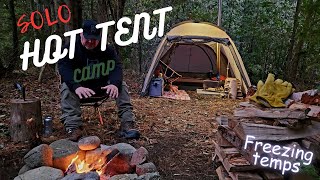 My First Solo Hot Tent Winter Camping  Experience in Freezing Temps. The New Nature Hike Hot Tent