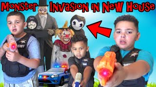 MONSTER INVASION IN NEW HOUSE!!! COP KIDS CRAZY HOUSE!