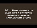 SQL : How to insert a blob into a database using sql server management studio