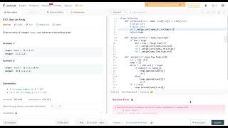 Leetcode 912 Sort an Array - Python (merge sort)