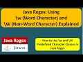 How to use predefined character class word character and non-word character? | Regex in java