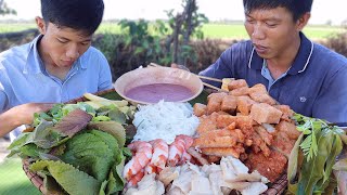 VTNam Làm Món Bún Đậu Mắm Tôm Ăn Kèm Rau Sống Ngoài Đồng Siêu Ngon