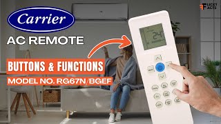 Carrier AC Remote Buttons & Functions (Model No: RG67N/BGEF) | Heat Pump Remote Guide