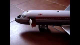 VINTAGE NOMURA DOUGLAS DC 9 JET PLANE TWA BATTERY OPERATED WORKING WITH BOX