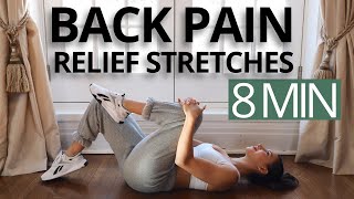 8 MIN BACK PAIN RELIEF EXERCISES | Stretching Routine for Back Pain / No Equipment | Daniela Suarez