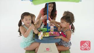 Step2 Sit \u0026 Play Picknicktafel met Parasol - Tuinmeubel - Kindermeubel met tafel en stoelen