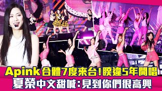 Apink合體7度來台！睽違5年開唱　夏榮中文甜喊：見到你們很高興