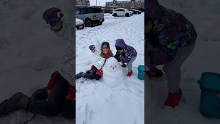 The most perfect snowman in the world❤️#satisfying #snowman #snow #funny #entertainment #kidsplaying