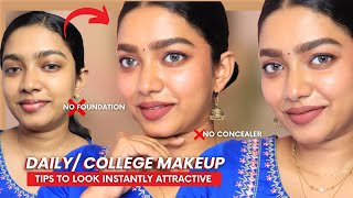 EASY COLLEGE MAKEUP🌟💋 (Daily wear) 10 min കൊണ്ട് ഒരുങ്ങാം 🥰| Hanmade stories2.0